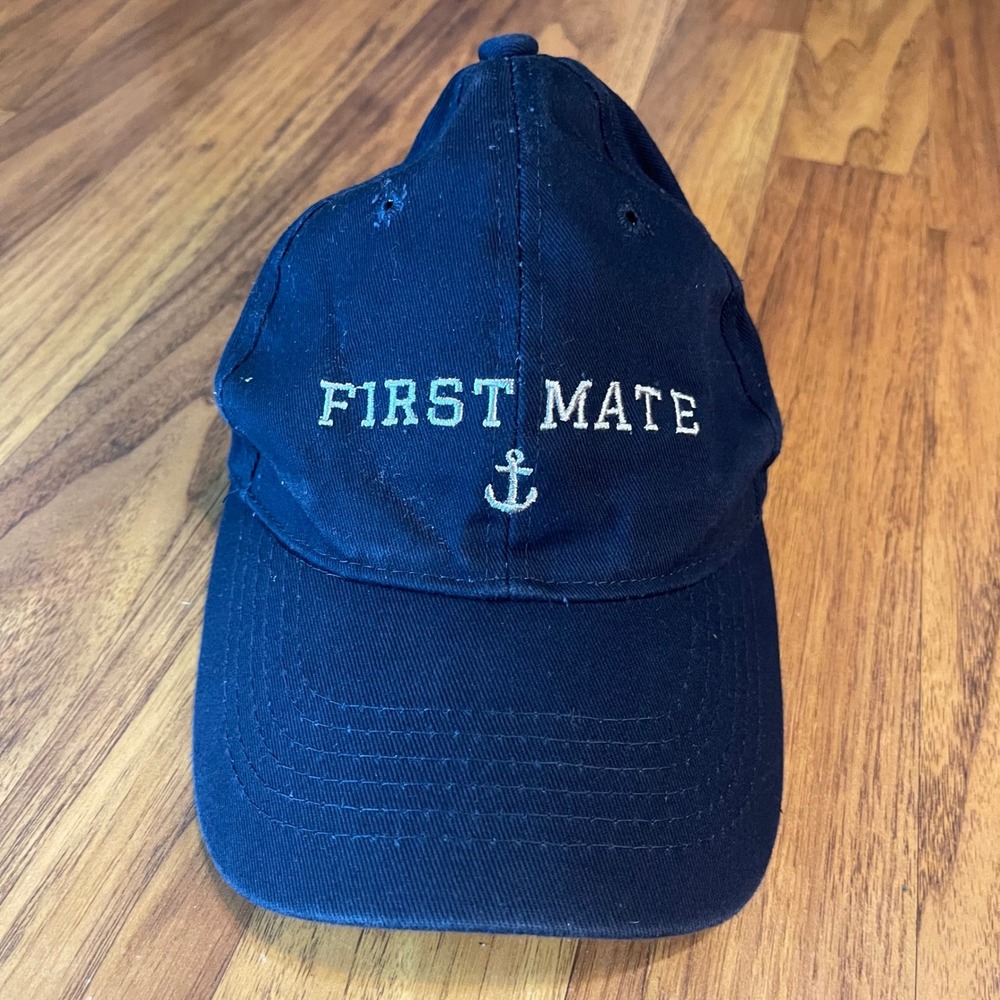 Popcrew First Mate Anchor Baseball Cap Navy Blue Cotton Adjustable Hat Mens OSFM